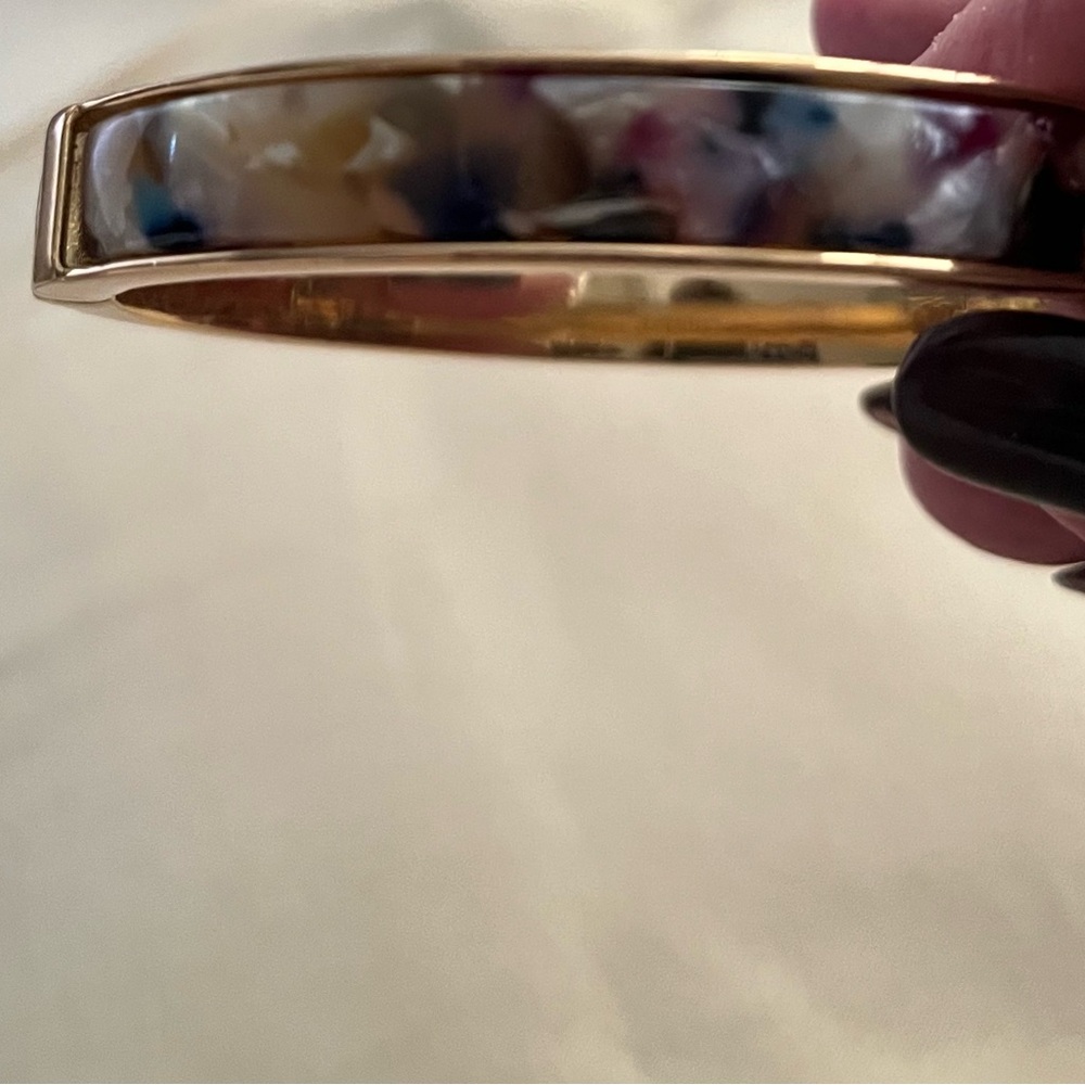 J. Crew Gold Bangle Bracelet with Multicolor Resin Inlay